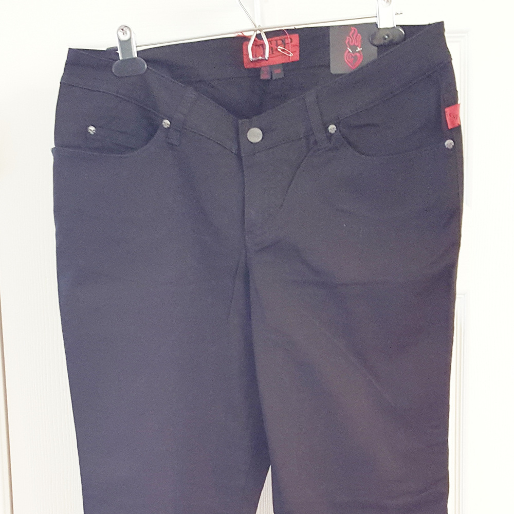 TRIPP Pants NWT Sz 14 Black Skull Rivets Rocker Jeans